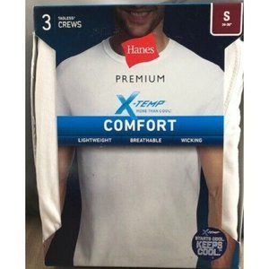 Hanes Premium Men's Size Small X-TEMP 3 Pack Comfort Crew T-Shirt White  NEW